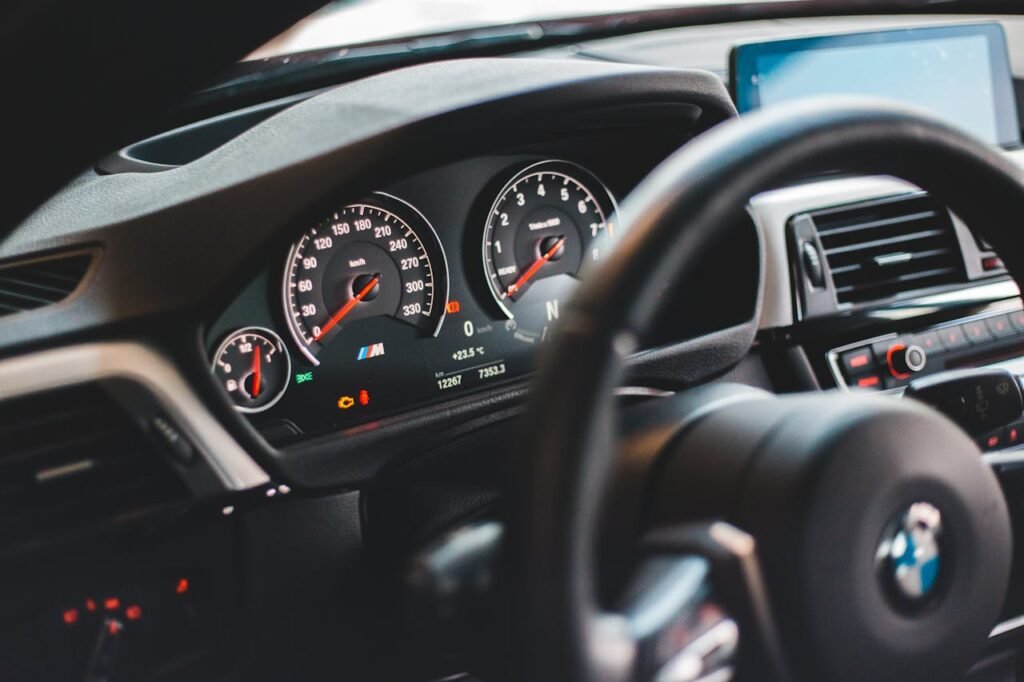 Interior of car cabin in daylight